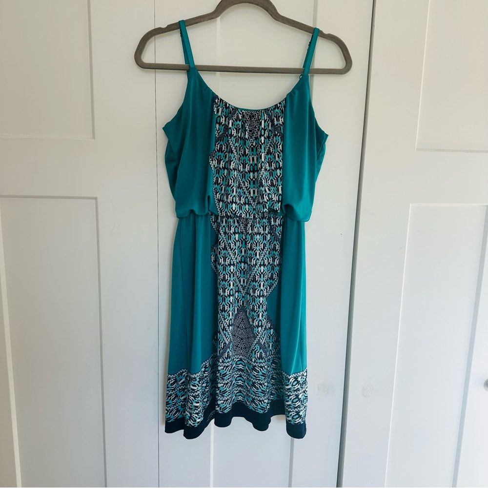Maurices Teal Patterned Midi Dress